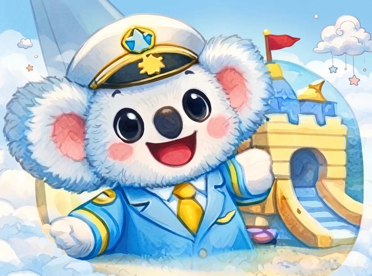 Captain Koko smiling in front of the soft play castle