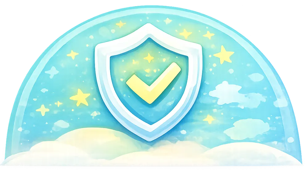 Shield badge with a tick for Safe & Fun