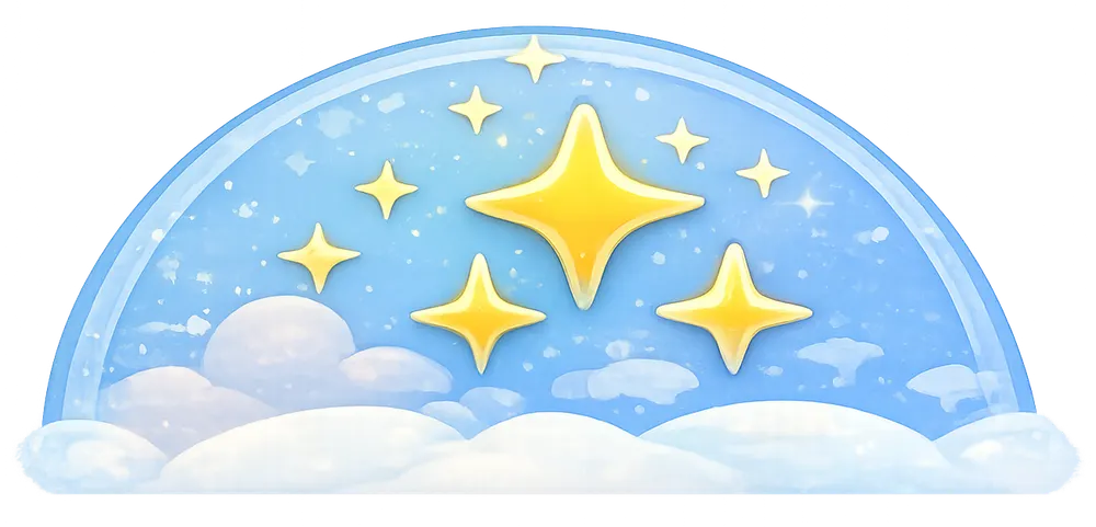 Sparkling stars badge for Safe & Hygienic